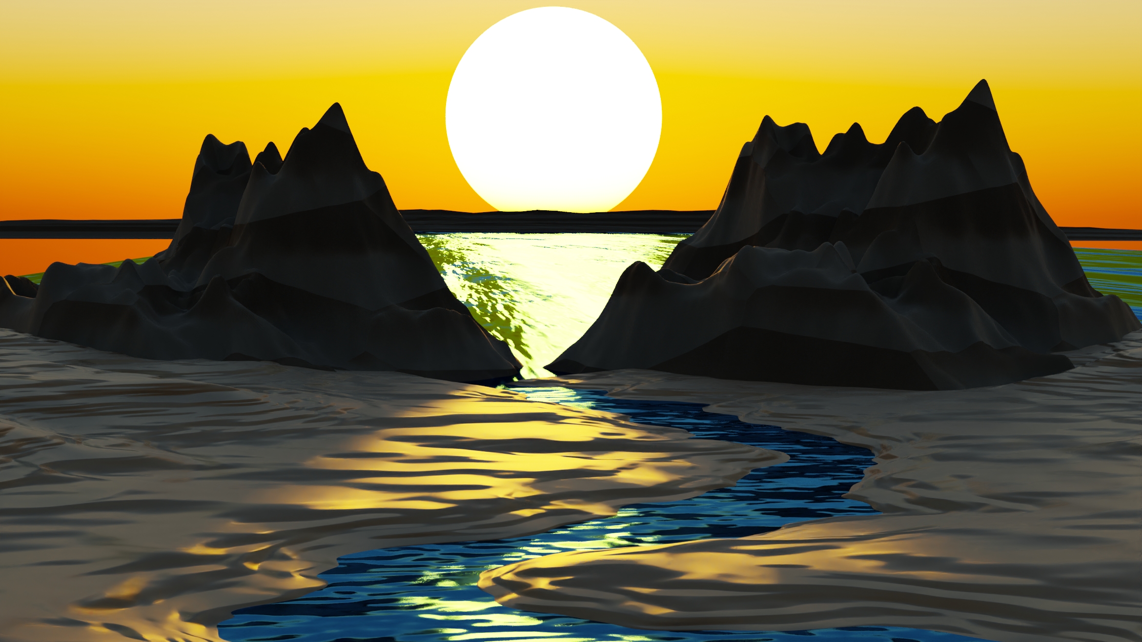 Sunrise Animated CellPhone Background 3D model - FreeBlenderWorld